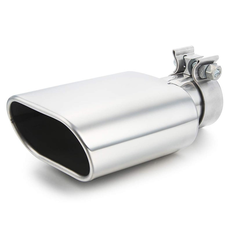 A-KARCK Rectangle Exhaust Tip 2.5" Inlet, A-KARCK Polished Square Exhaust Tailpipe Tip 3" x 5.5" Outlet 9.5" Long, Clamp on Design Easy Installation - Image 1